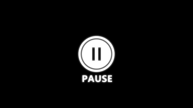 Glowing line pause button. pause animated icon .pause button in circle, video pose or play button sign. 