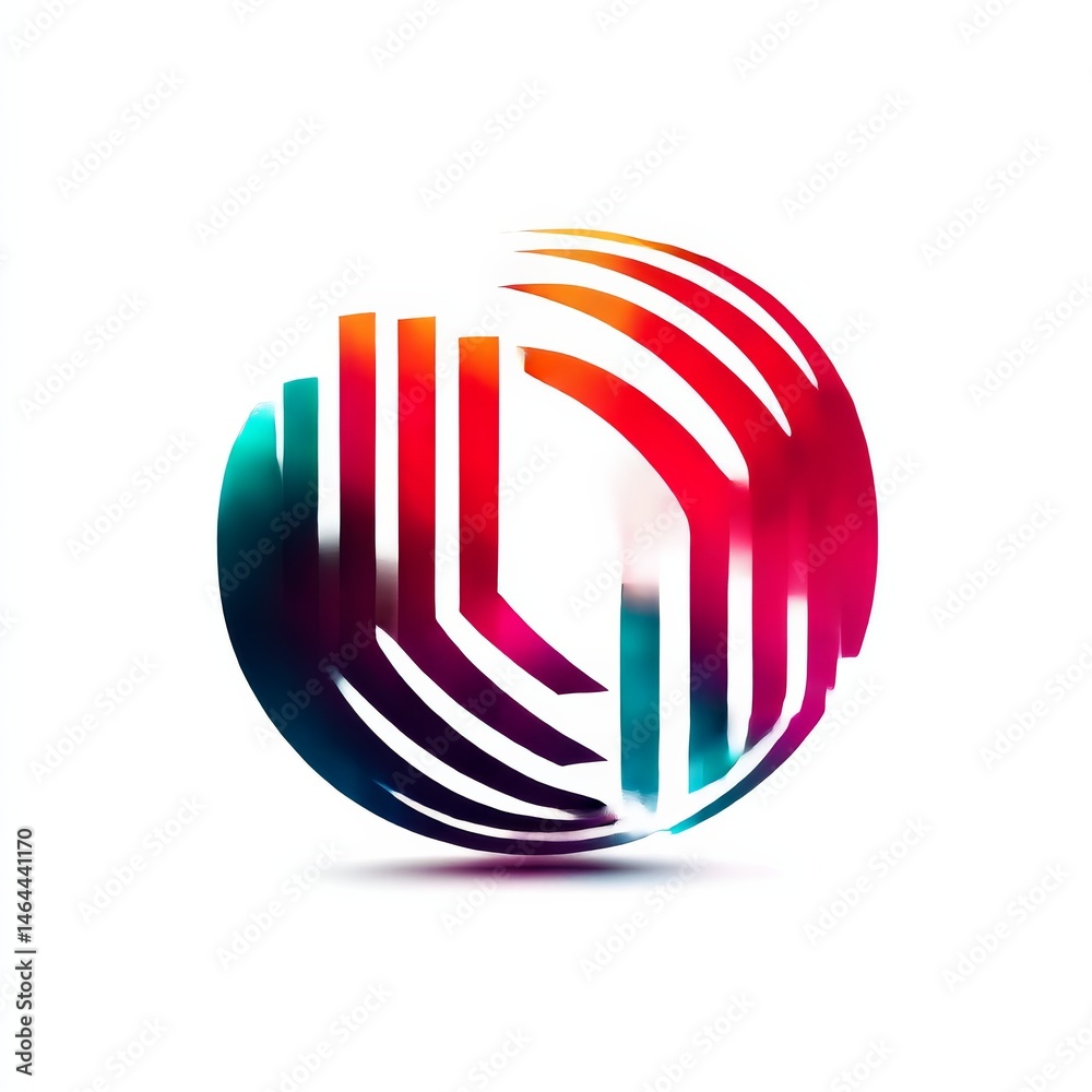 Leinwandbilder abstract spherical design with vibrant color gradient and dynamic lines against a minimalist white b