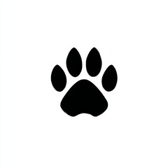 Black Paw Print on White Background - An animal foot silhouette for pet lovers and graphic designers