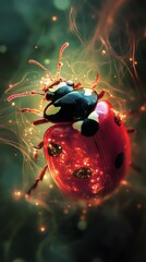 Ladybug glowing with magical power during transformation