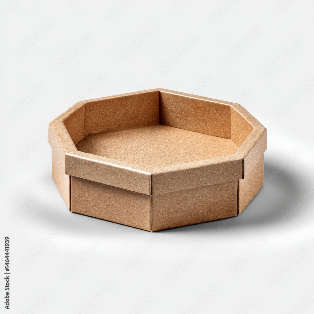 Poster elegant beige octagon box: a versatile container for stylish storage and display on a clean white ba