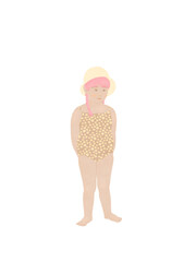 innocent light skin tone little girl young child in swimwear island life summertime seaside beach vibes fun playtime holiday inclusivity Children's Day childhood celebration love nature lifestyle