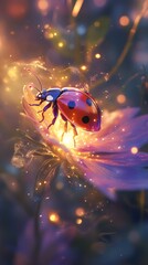 Ladybug glowing with magical power during transformation