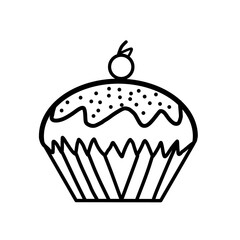 Cupcake with cherry illustration icon