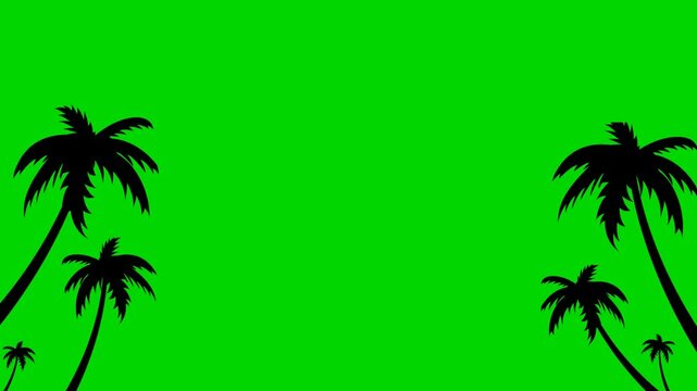 Green Screen Tropical Palm Tree Swaying in the Wind Animation In 4K