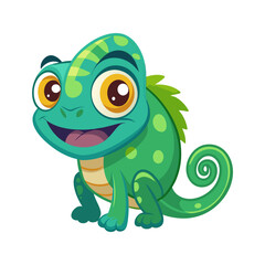 Obraz premium Adorable Cartoon Chameleon Illustration