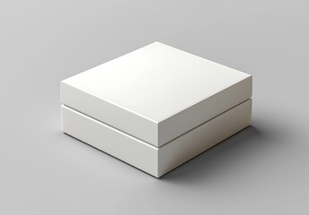 Fototapeta premium Minimalist white square box on neutral gray background.