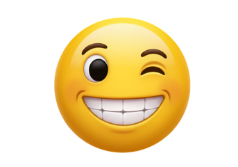 Winking Smiley Face Emoji HighResolution Image isolated on transparent background