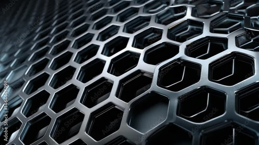 Poster high-tech hexagonal pattern with metallic texture in 4k resolution for modern backgrounds