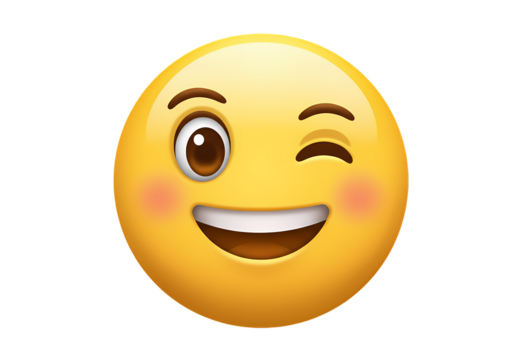 Winking Emoji Face Illustration isolated on transparent background