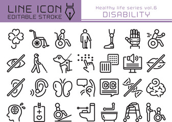 ラインアイコン　健康シリーズvol.6　障がい者