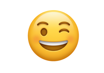 Winking Emoji A Happy Playful Face isolated on transparent background