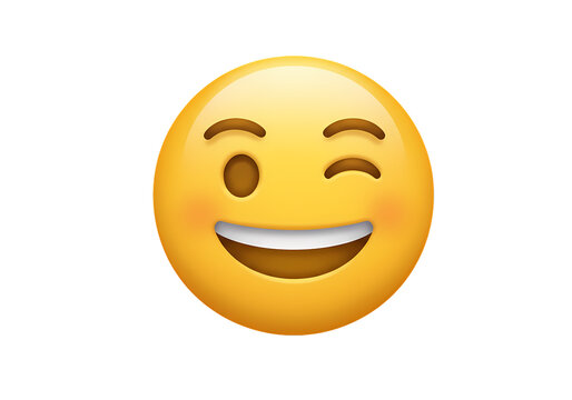 Winking Emoji A Happy Playful Face isolated on transparent background - Powered by Adobe