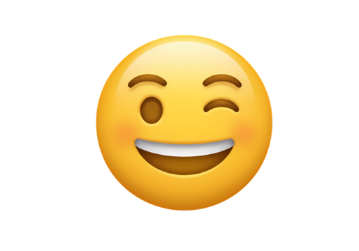 Winking Emoji A Happy Playful Face isolated on transparent background