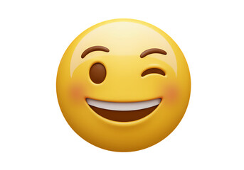 Winking Emoji HighQuality Yellow Smiley Face Image isolated on transparent background