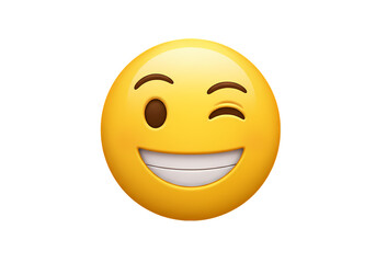 Winking Smiley Face Emoji isolated on transparent background