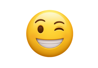 Winking Smiley Face Emoji isolated on transparent background