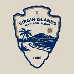 Emblem patch logo illustration of Virgin Islands, USA.