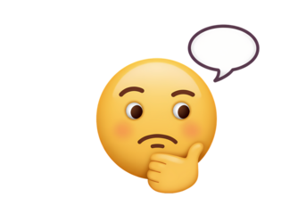 Thinking Emoji Cute Contemplative Face Illustration isolated on transparent background
