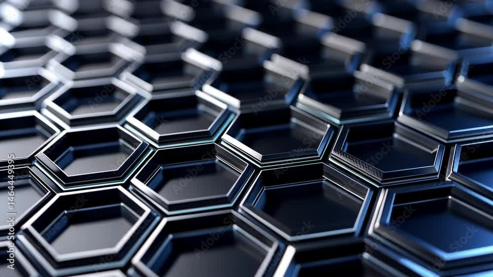 Poster hexagonal patterns create a dynamic texture in a dark, futuristic backdrop for various projects