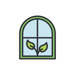 Stylized growth icon displaying eco consciousness in window frame