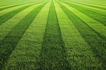 Perfectly manicured lawn with parallel stripes