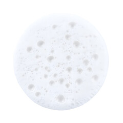Top view white round cleanser foam isolated on white background