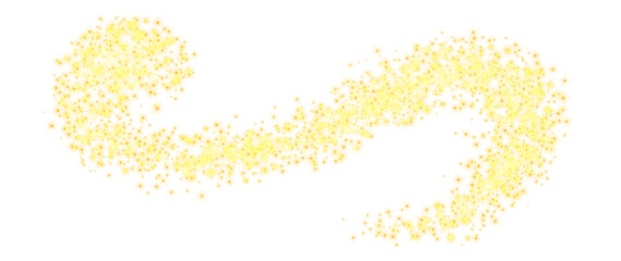 Glittering dust on a transparent background. Golden sparkling lights. Christmas Holiday glow particle. Magic star effect. Shine background. Festive party design. PNG image