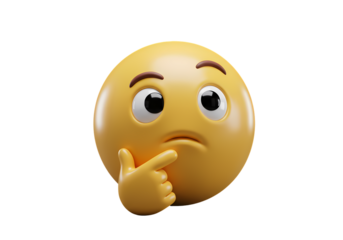 3D Thinking Emoticon Contemplative Face isolated on transparent background
