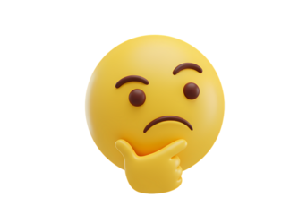 Thinking Emoticon 3D Render isolated on transparent background