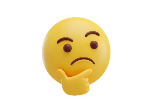 Thinking Emoticon 3D Render isolated on transparent background