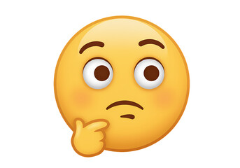 Thinking Emoji Confused Face Expression isolated on transparent background