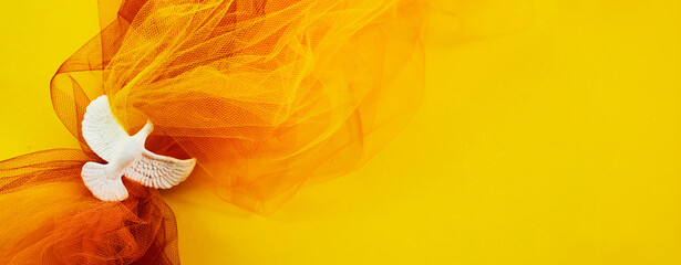 Pentecost Sunday. Pentecost background with flying dove