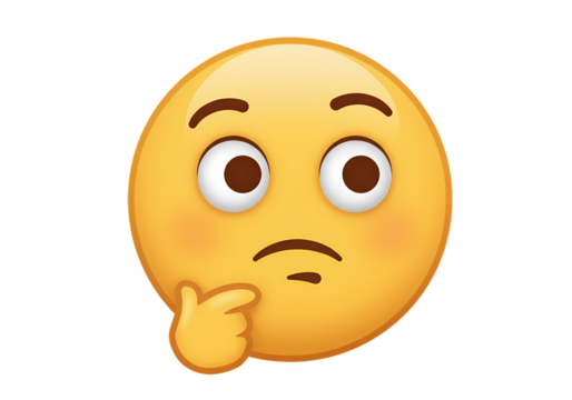 Thinking Emoji Confused Face Expression isolated on transparent background