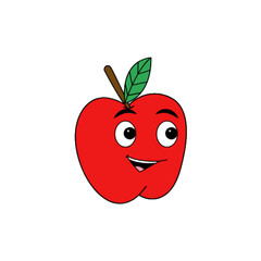 Apple Fruit with Face Vector Illustration on White Background (Original illustration, Not AI Generated)