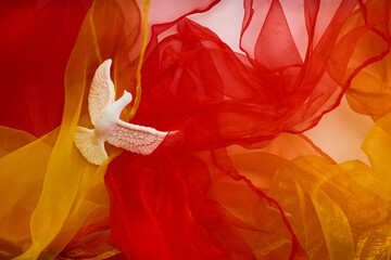 Pentecost Sunday. Pentecost background with flying dove