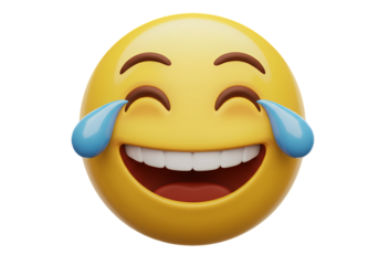Tears of Joy Emoji 3D Rendering High Resolution Image isolated on transparent background