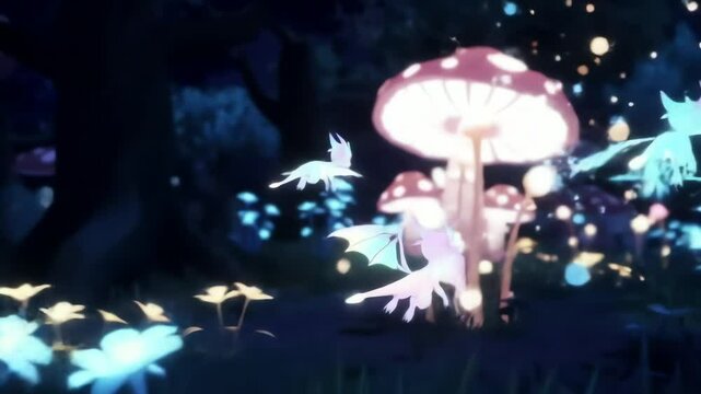 Enchanted forest with ethereal dragon sprites