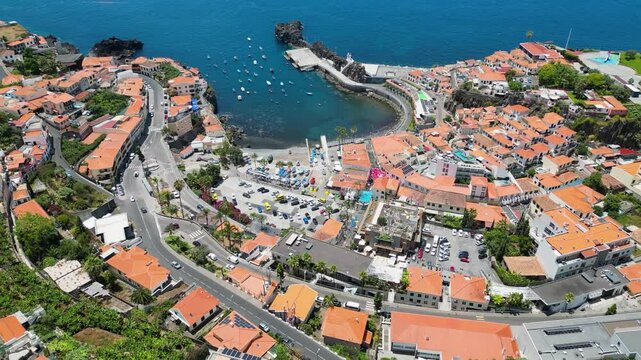 Camara de Lobos, Portugal - June 11, 2024: Port of Camara de Lobos on Madeira Island, Portugal