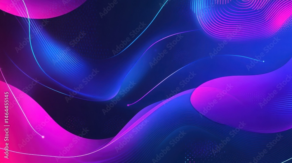 Poster abstract background with flowing shapes and lines in shades of blue and pink creating a dynamic desi