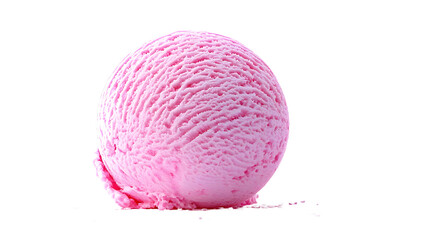 Deliciously Creamy Pink Ice Cream Served in a Round Scoop on a White Background