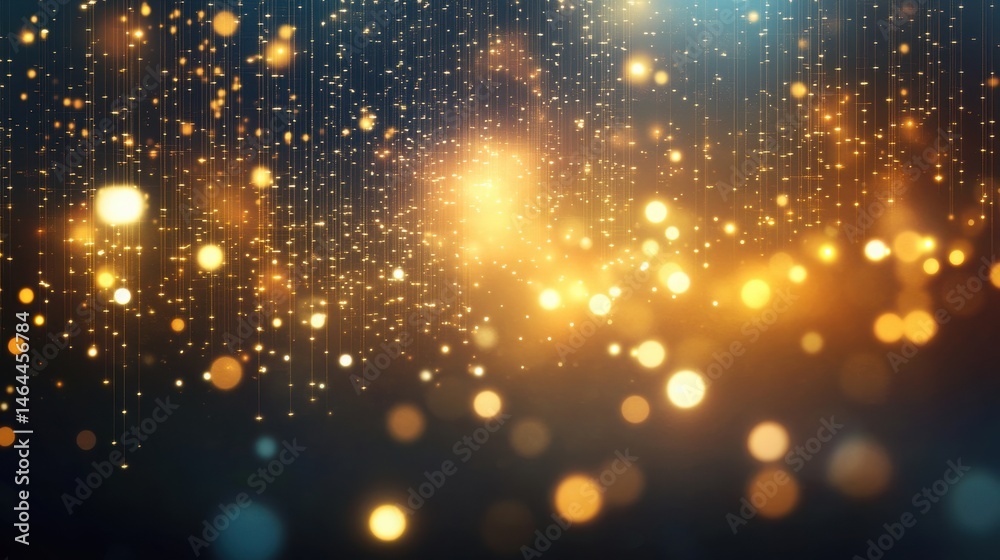 Poster abstract background featuring bokeh lights and golden particles creating a magical atmosphere effect