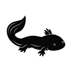 Swimming Axolotl Bold Vector Silhouette