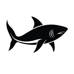 Obraz premium Swimming Shark Bold Vector Silhouette