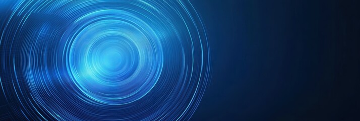 Fototapeta premium Geometric blue circle with abstract lines on dark background creates a serene visual effect