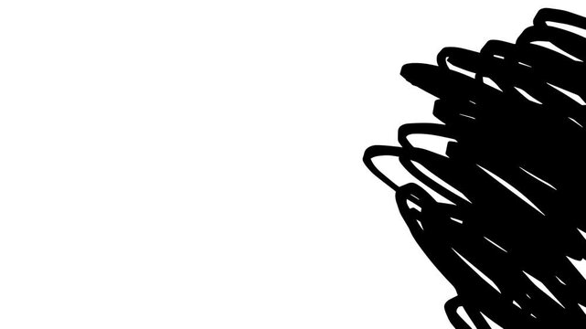Grunge scribble animation transition, doodle drawing background, stop motion, looped,  black and white