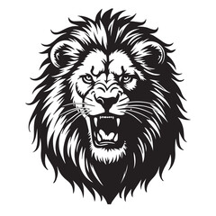 Fototapeta premium Majestic Lion Head Vector - Bold Black and White Tribal Style Illustration