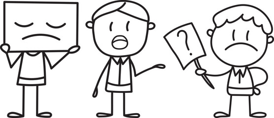 Fototapeta premium unhappy people stick figure vector