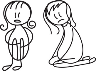women depressed stick figure vector