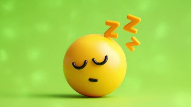 Emoji Sleep: Yellow Sphere with Zzz's on Green